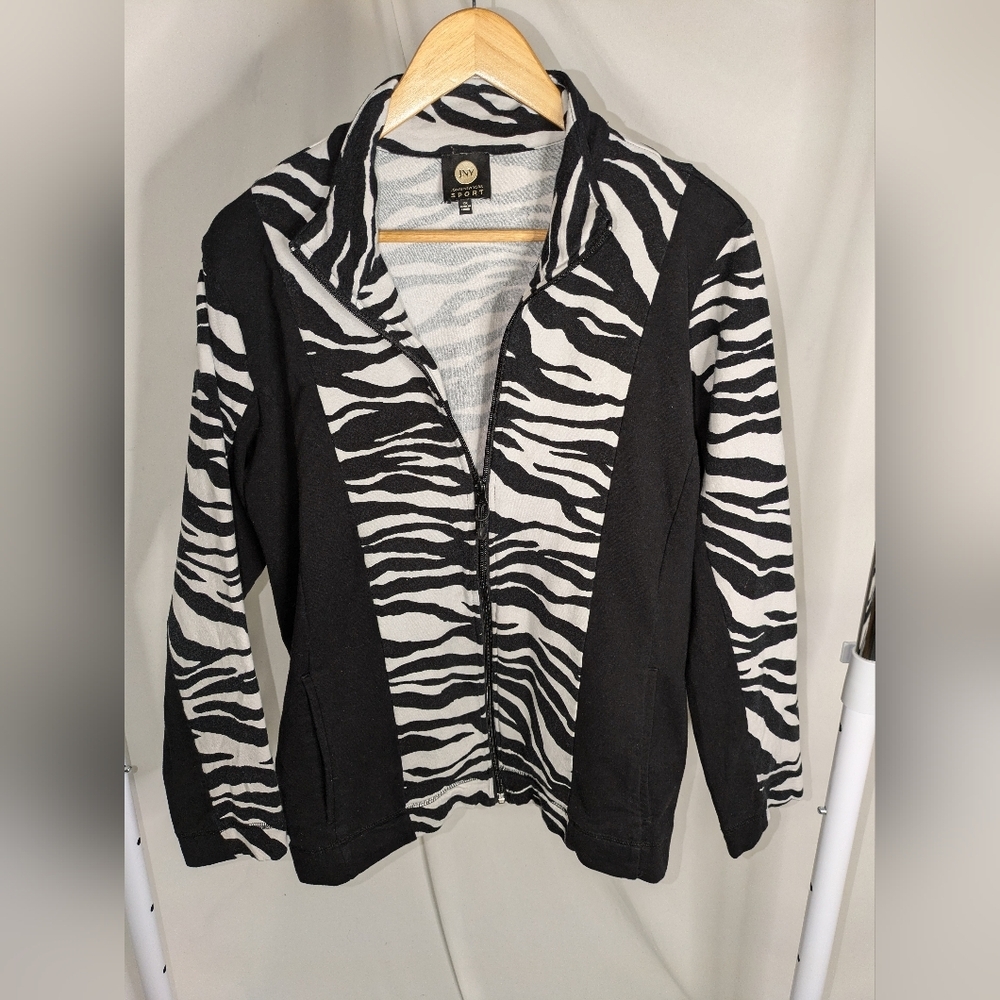 Jones New York Sport Zebra Print Full-Zip Jacket